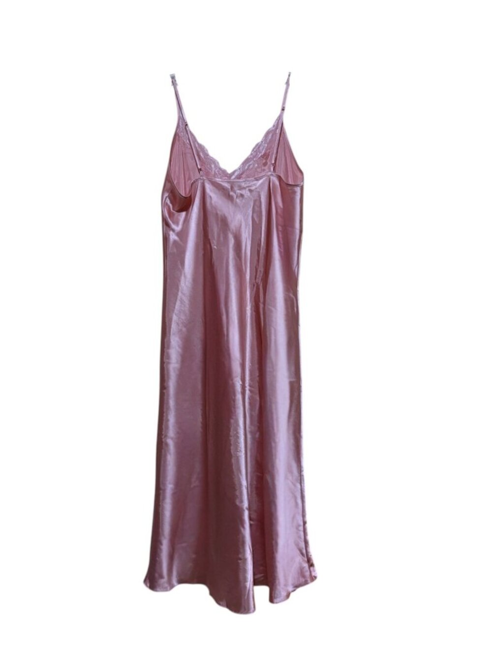 Y2K Slip Dress M Midi Lace Adjustable Straps Satin Coquette Twee Poet HOCO - Picture 4 of 6